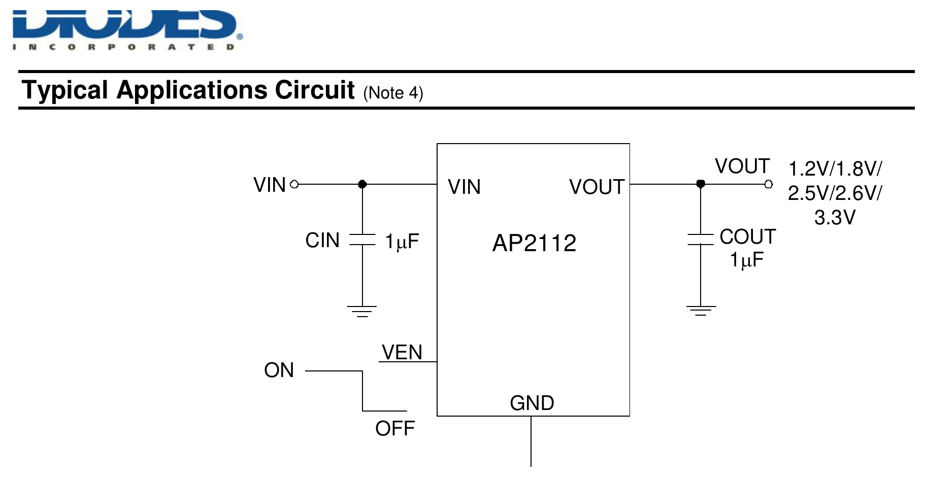 AP2112K — 600 mA CMOS LDO Regulator with Enable