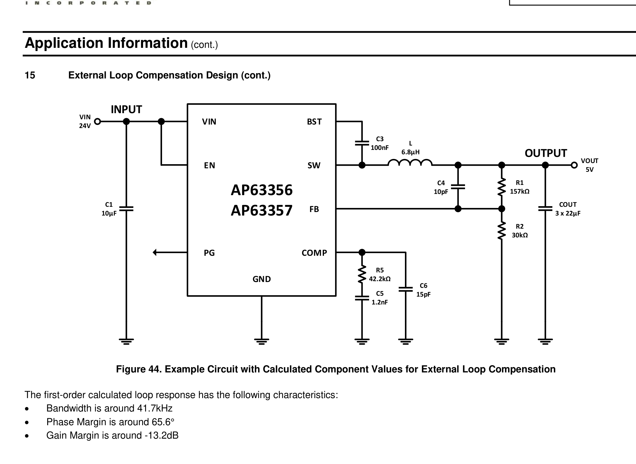 fig44 example circuit with calculated component values f