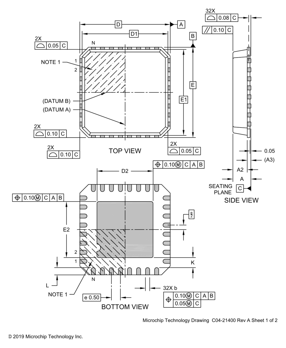 32M1-A VQFN mechanical drawing