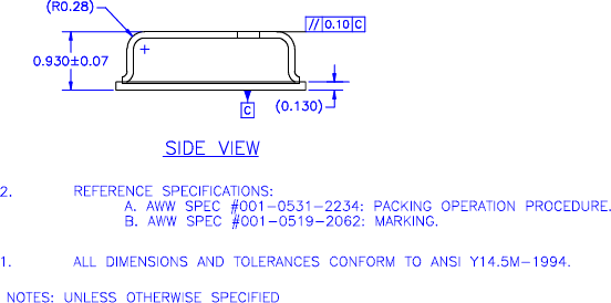 Package dimensions (side view)
