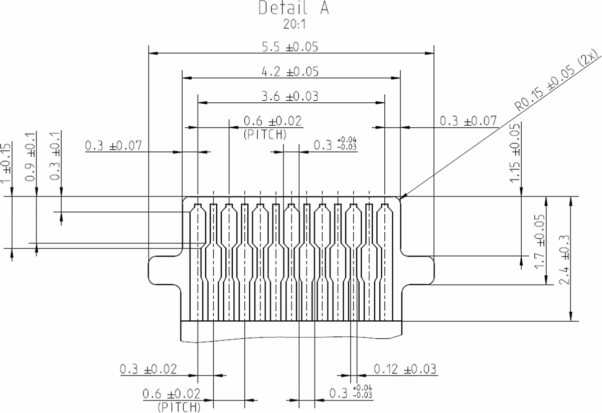 BMV080 ZIF connector detail - 0.30mm pitch, 13 circuits