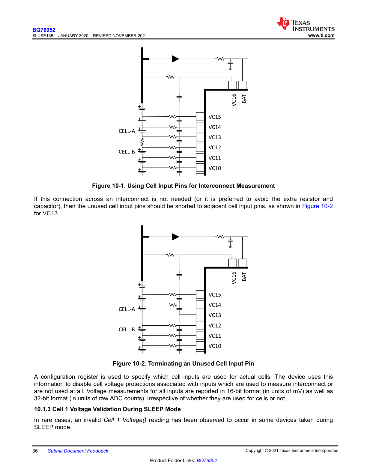 Cell-input interconnect and unused-pin examples