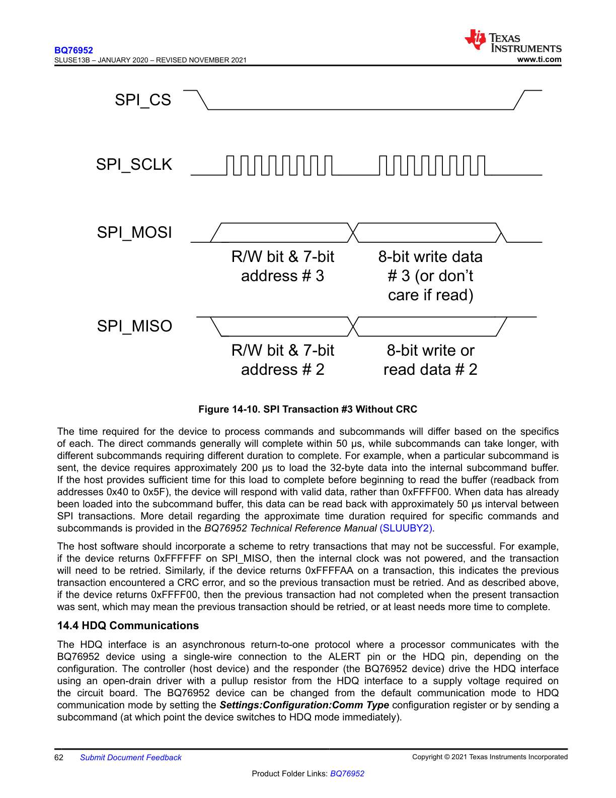 SPI transaction timing without CRC final example